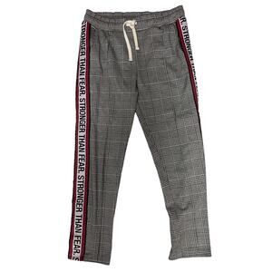 ZARA WOMEN'S Stronger Than Fear PLAID DRAWSTRING PANTS TROUSERS SIZE M